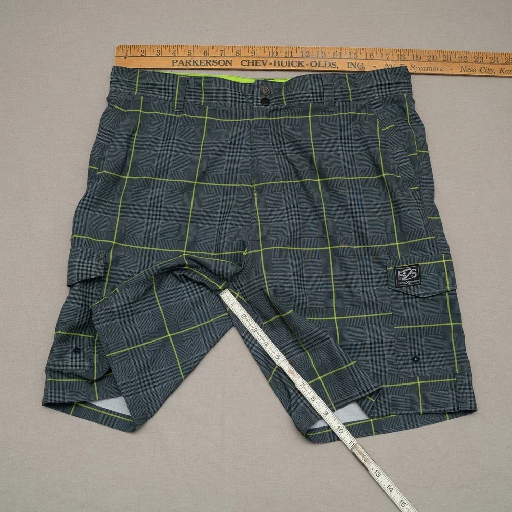 ZeroXposur‎ Beach 2 Street Hybrid Board / Swim Short Green Plaid Y2k Baggy Large
